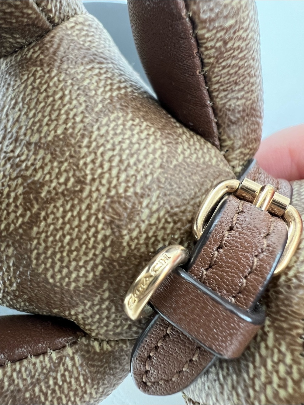 Coach Signature Canvas Bear Bag Charm Keychain with Shearling (Missing Tag) - Picture 6 of 15